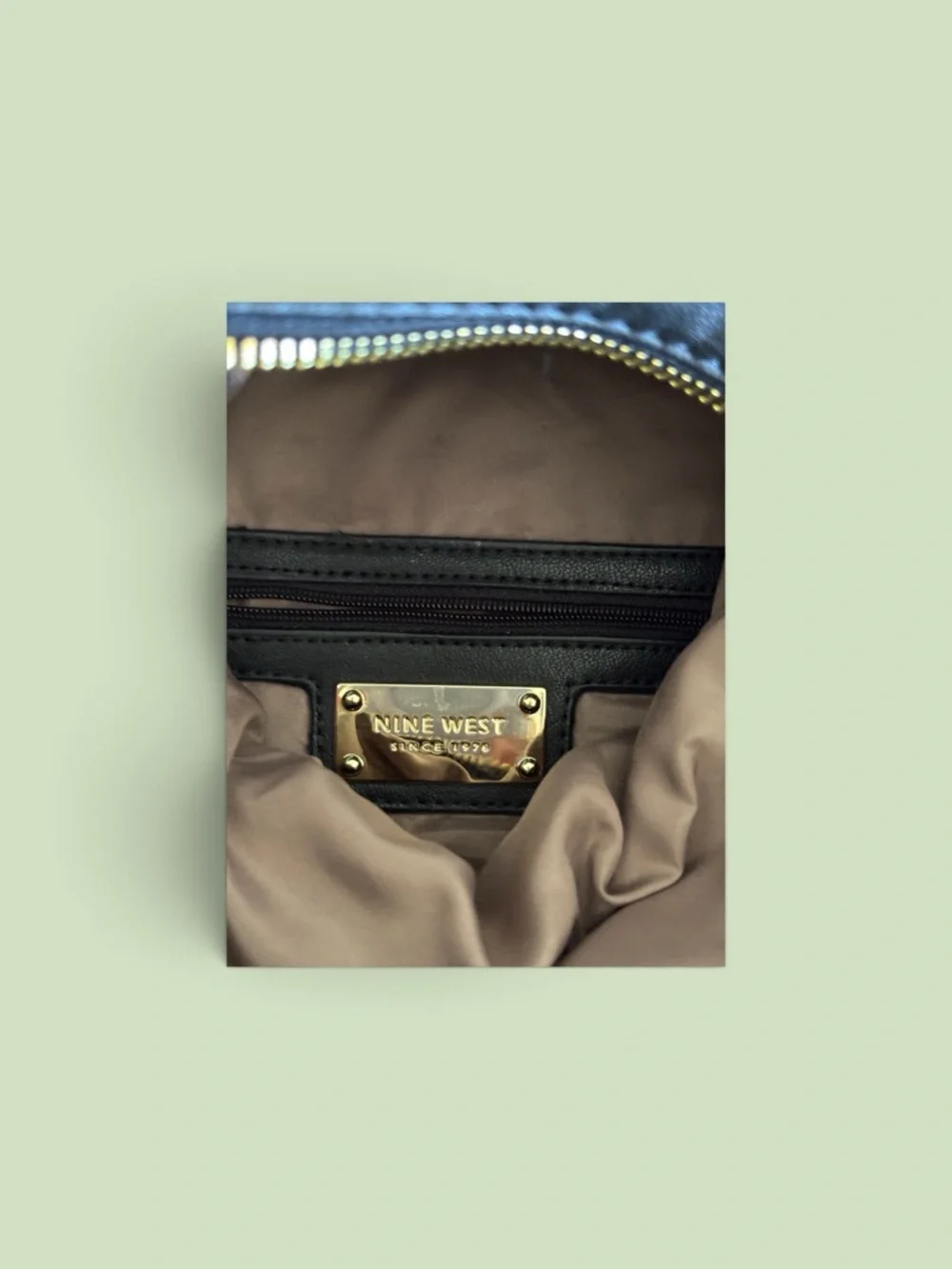 Nine West Fold-Over Clutch with Gold Chain Strap Women's Black